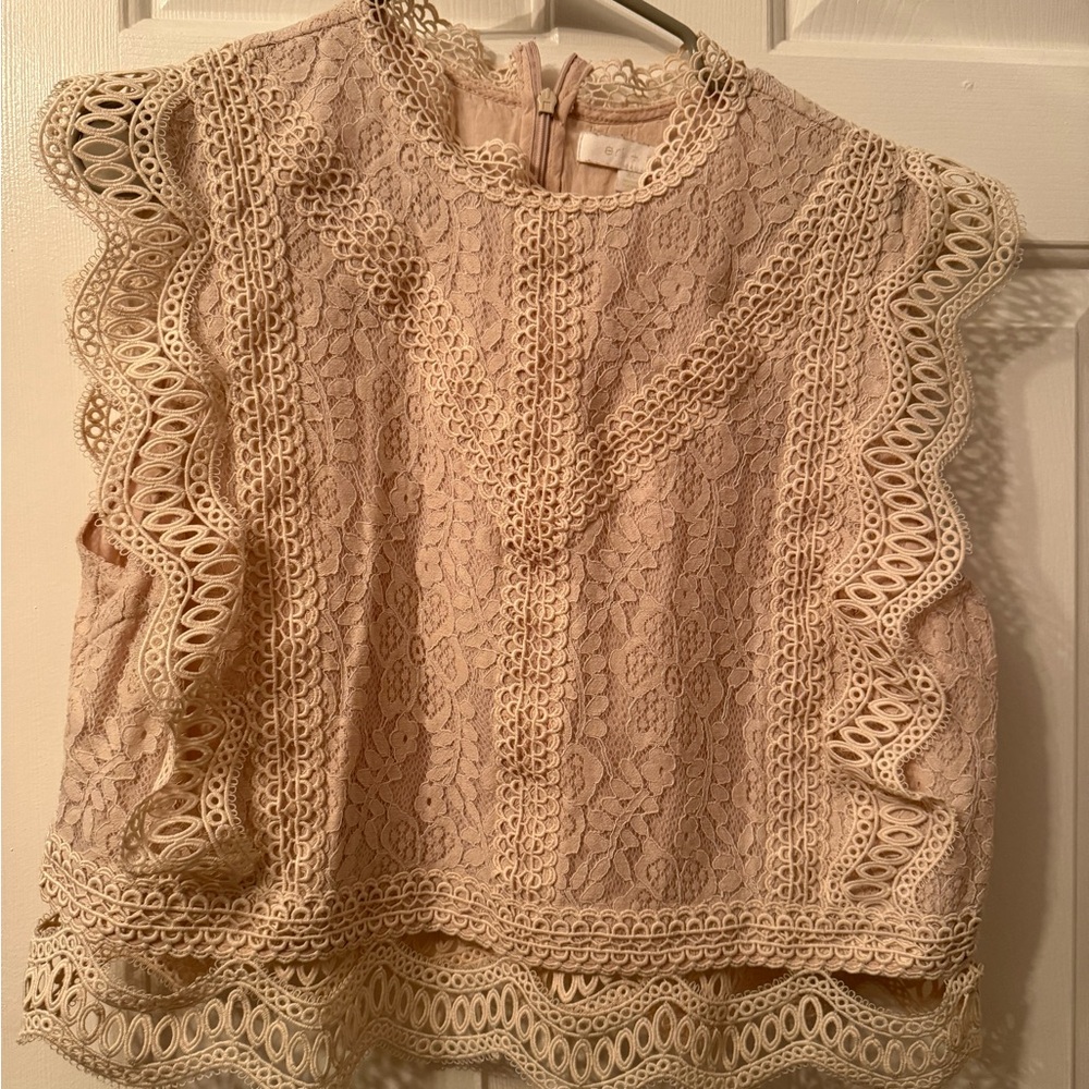 Anthropologie Lace Sleeveless Top in Pale Pink